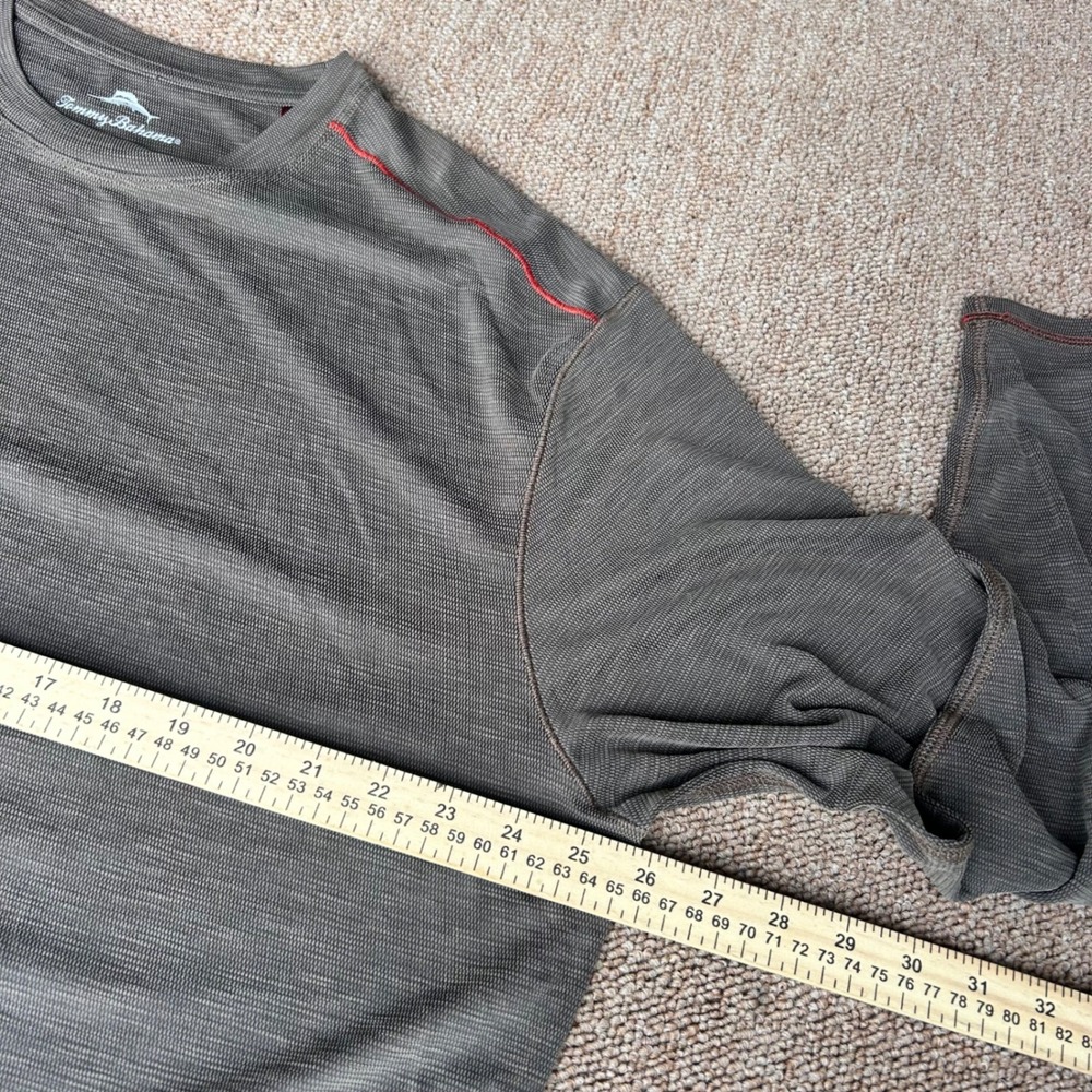 Tommy Bahama Mens XL Gray Textured Long Sleeve Crewneck Contrast Stitch Shirt - Picture 7 of 10